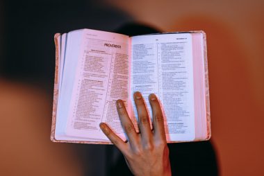 opened book in selective focus photography